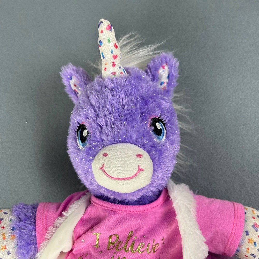 Build-A-Bear Purple Sparkle Unicorn Plush Glitter Tee Tutu Outfit Stuffed Cute - Picture 2 of 9